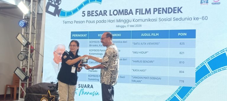 Tim Komsos Paroki Kristus Raja Kotamobagu Raih Juara Dua Film Pendek di Komsos Kusuma Award 2026, Kalahkan 821 Poin