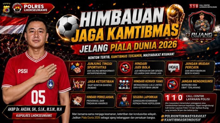 Polres Lhokseumawe Imbau Warga Jauhi Judi Bola dan Hoaks Jelang Piala Dunia 2026, Nobar Wajib Jaga Ketertiban