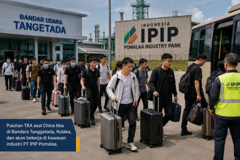 Puluhan TKA China Tiba di Kolaka Kerja di Kawasan Industri Nikel IPIP, Warga Pertanyakan Prioritas Tenaga Lokal
