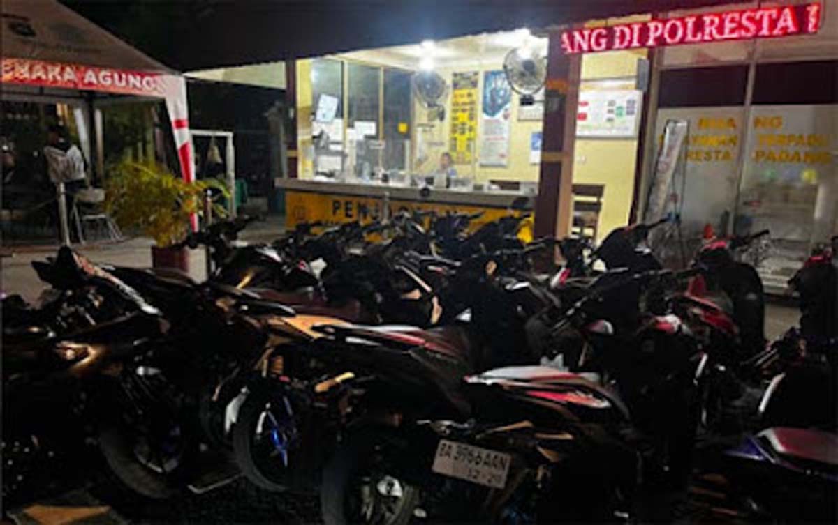 Patroli Malam Polresta Padang di Akhir Pekan, 18 Sepeda Motor Knalpot Brong Diamankan dari Tiga Titik Rawan