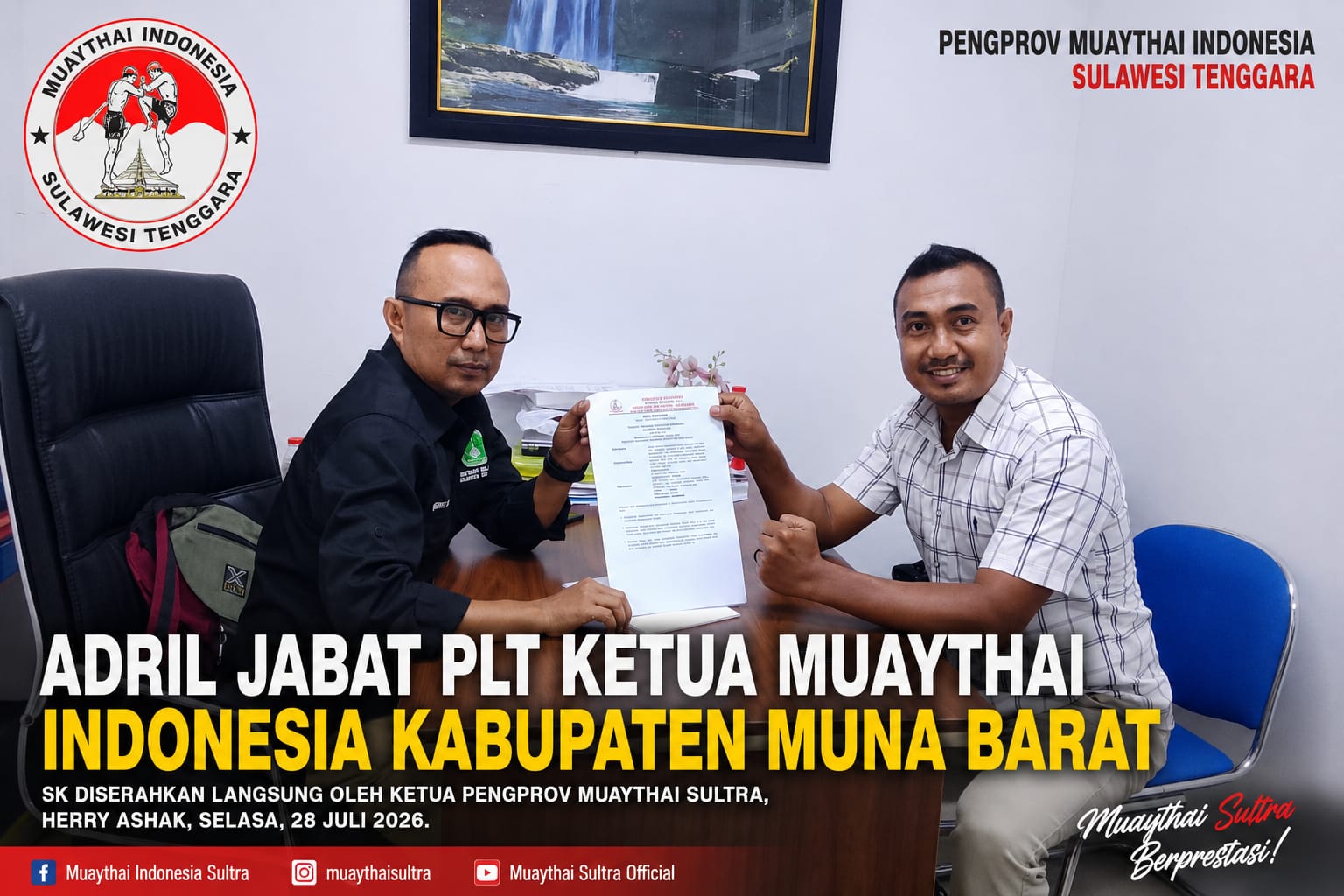 Pengprov Muaythai Sultra Tunjuk Adril Jadi Plt Ketua Pengkab Muna Barat, Target Segera Gelar Muskab