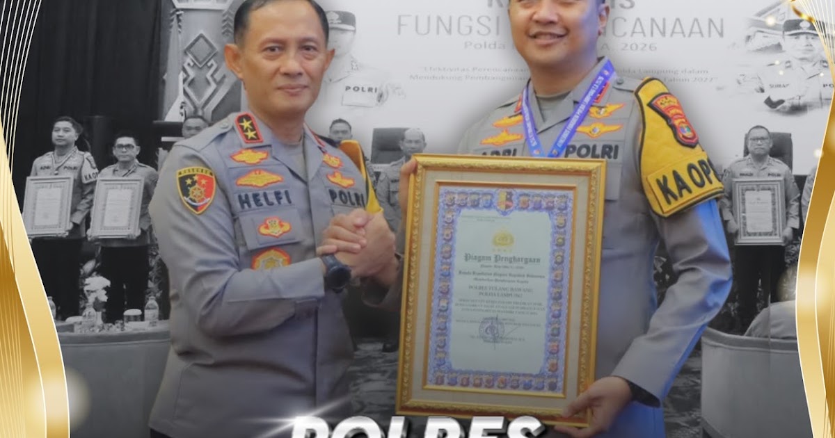 Polres Tulang Bawang Raih Predikat WBK dari Kapolda Lampung, Kapolres Adri Bhirawasto Terima Penghargaan di Bandar Lampung