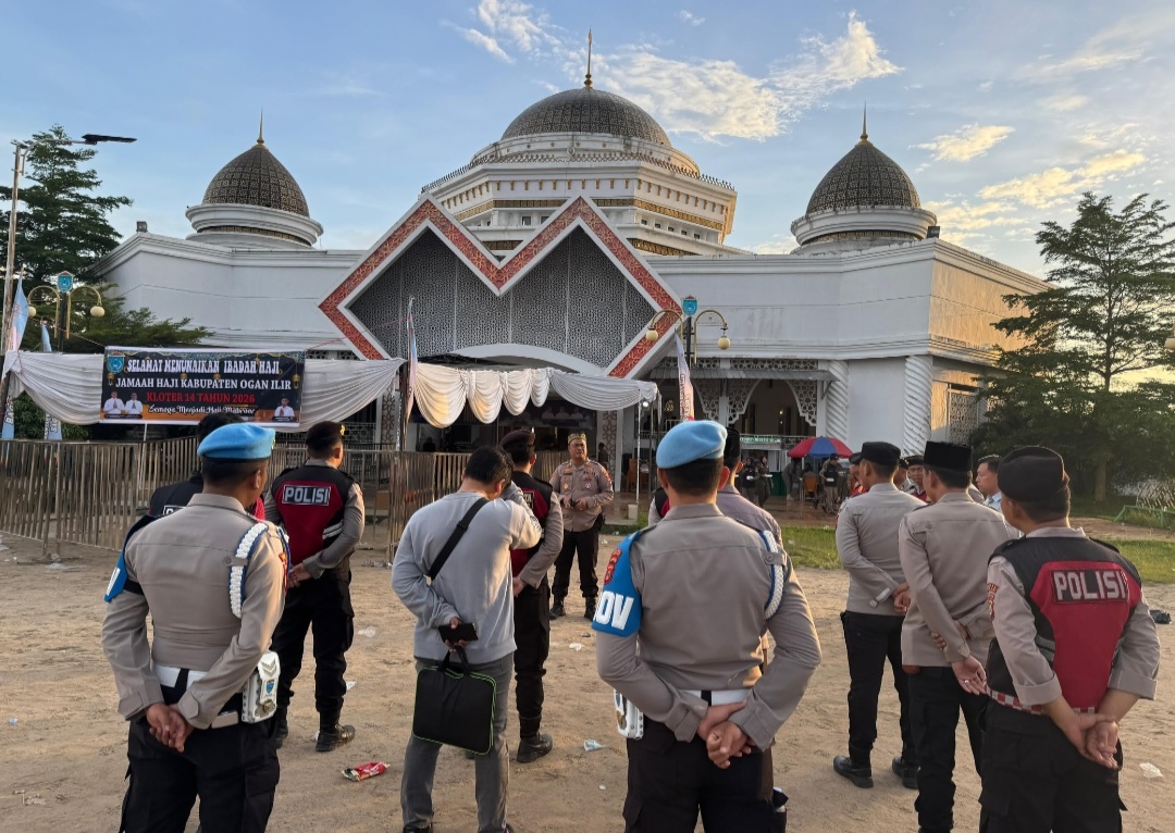 Polres Ogan Ilir Amankan Pelepasan 218 Jemaah Calon Haji di Masjid Agung An-Nur, Pengawalan Diterjunkan Hingga Asrama Haji