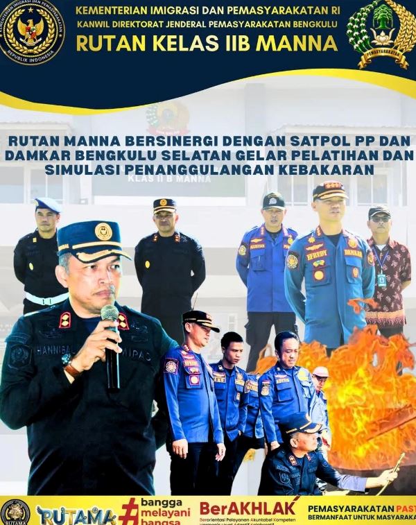 Rutan Manna Gelar Simulasi Kebakaran Bersama Satpol PP Damkar Bengkulu Selatan, Warga Binaan Ikut Latihan Evakuasi