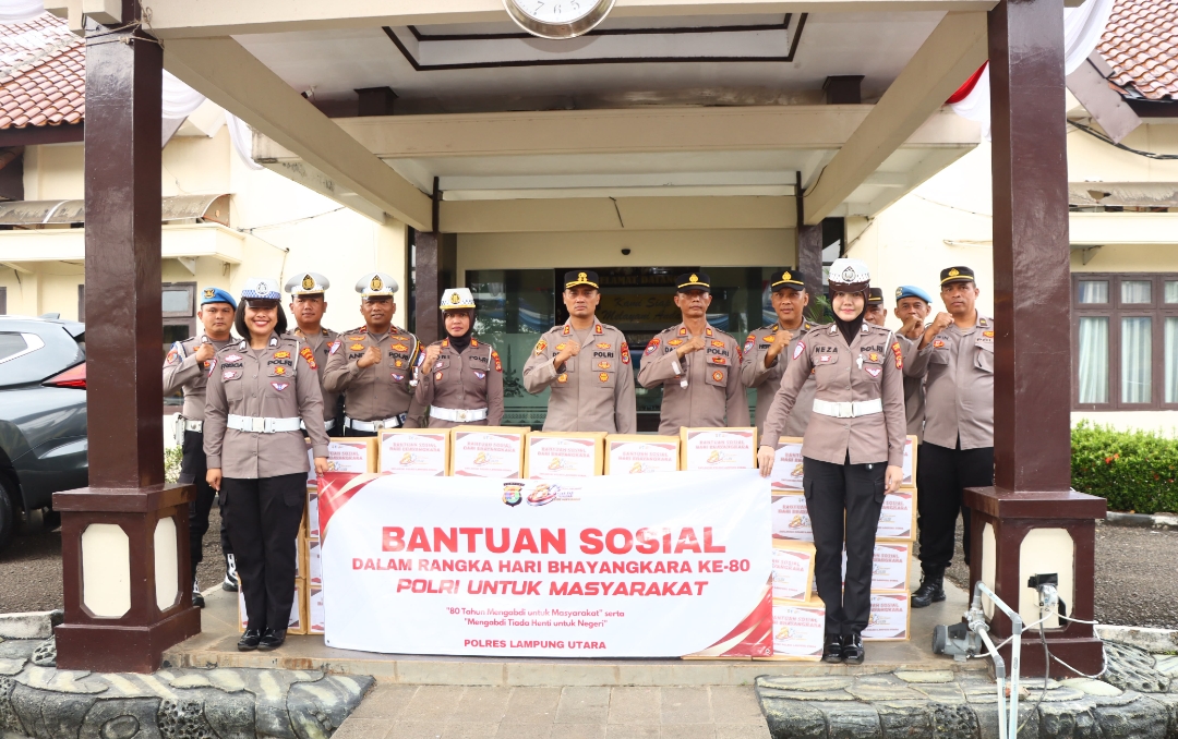 Sambut Hari Bhayangkara ke-80, Polres Lampung Utara Bagikan 250 Paket Sembako ke Rumah Tahfiz dan Panti Asuhan