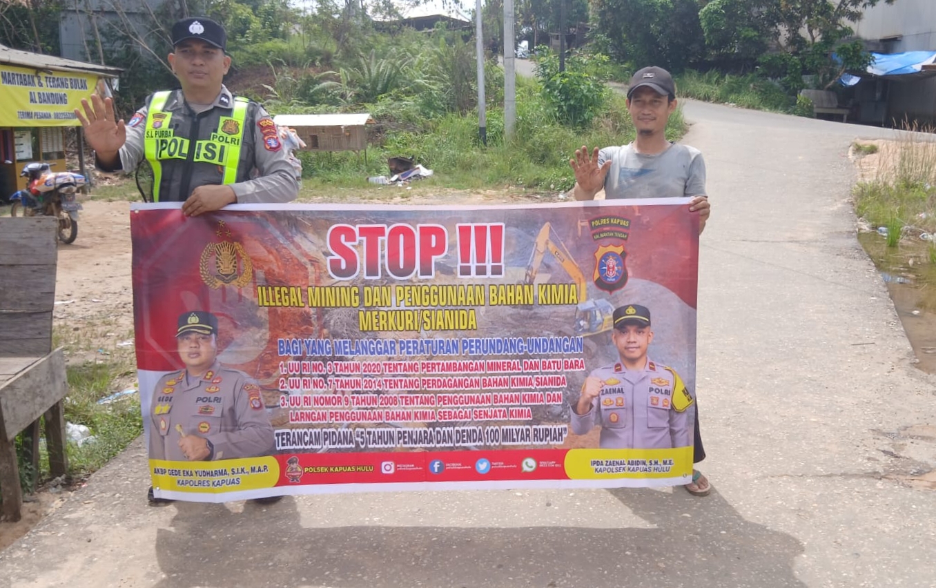 Polsek Kapuas Hulu Sosialisasi Stop Tambang Ilegal dan Penggunaan Merkuri, Warga Diingatkan Ancaman Hukuman 5 Tahun Penjara