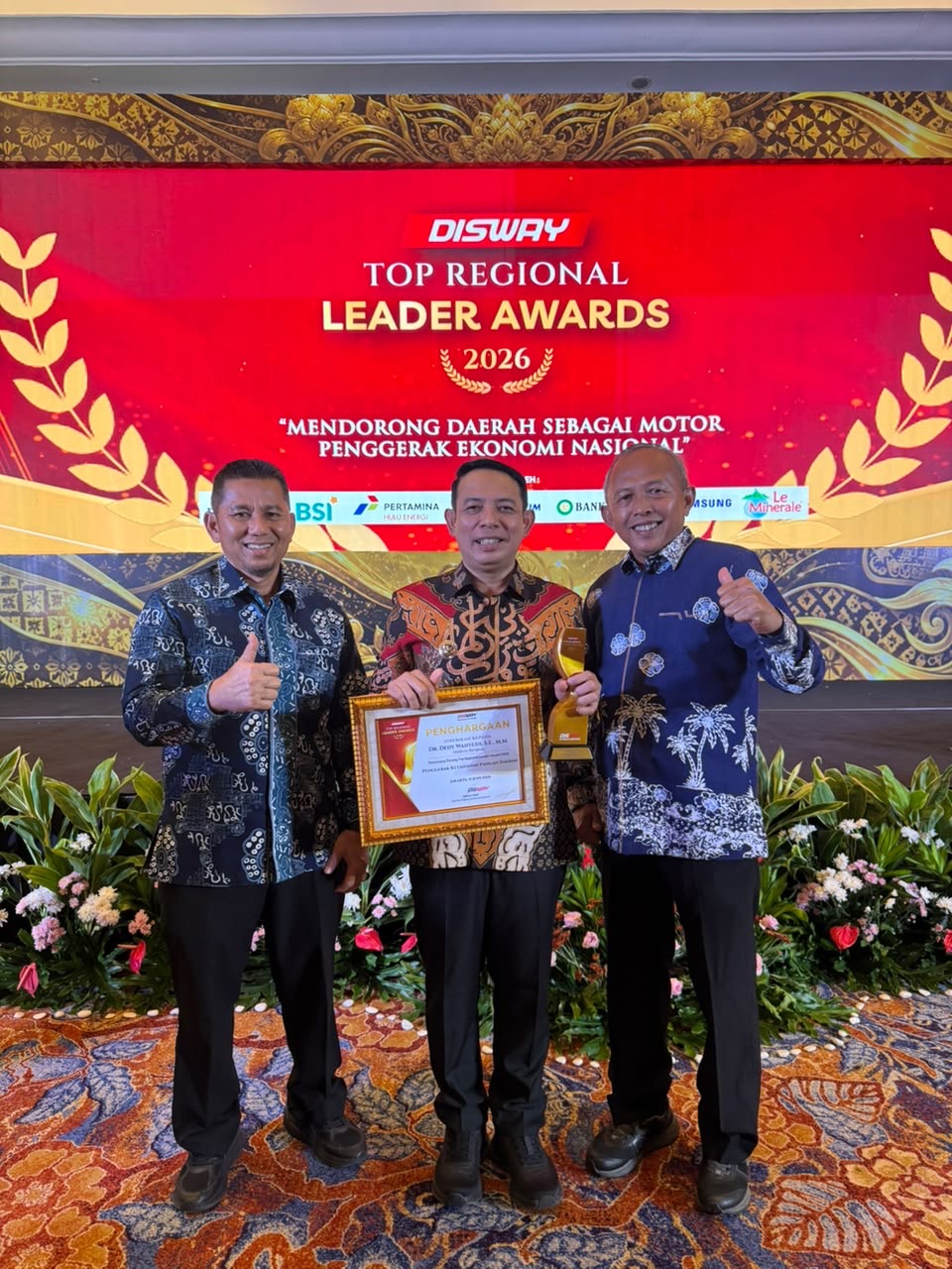 Wali Kota Bengkulu Dedy Wahyudi Raih Penghargaan Ketahanan Pangan Nasional di Disway Awards 2026