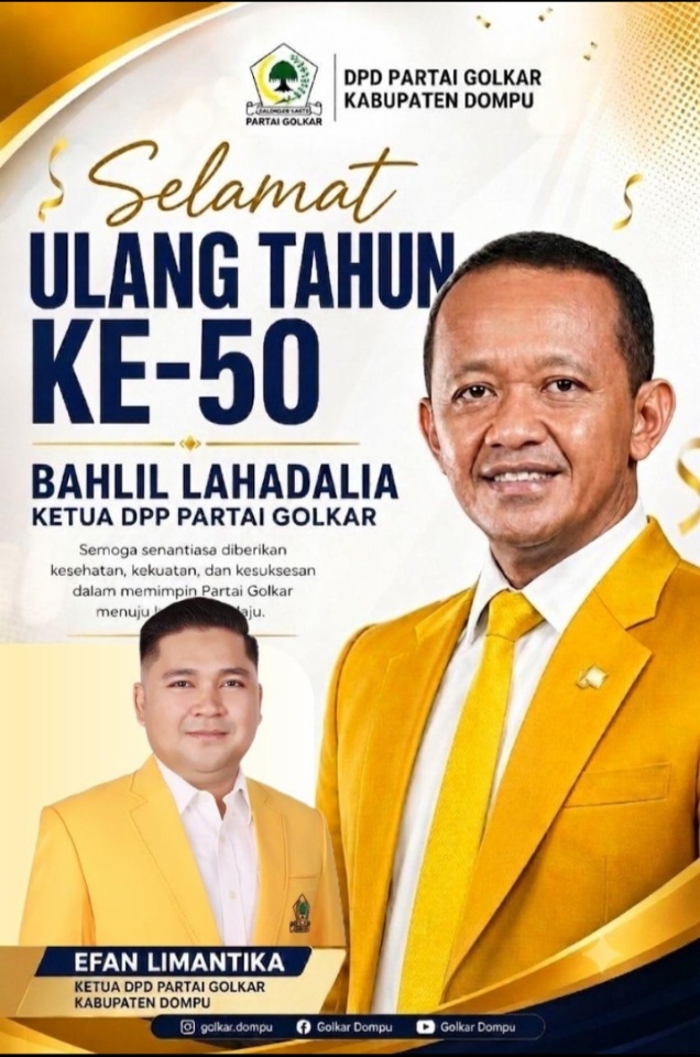 DPD II Golkar Dompu Ucapkan Selamat HUT ke-50 Bahlil Lahadalia, Efan Limantika Pimpin Doa dan Harapan Konsolidasi