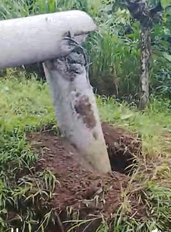 Tiang PLN Ambruk di Simpang Air Rusa Rejang Lebong, Akses Jalan Sempat Lumpuh Total