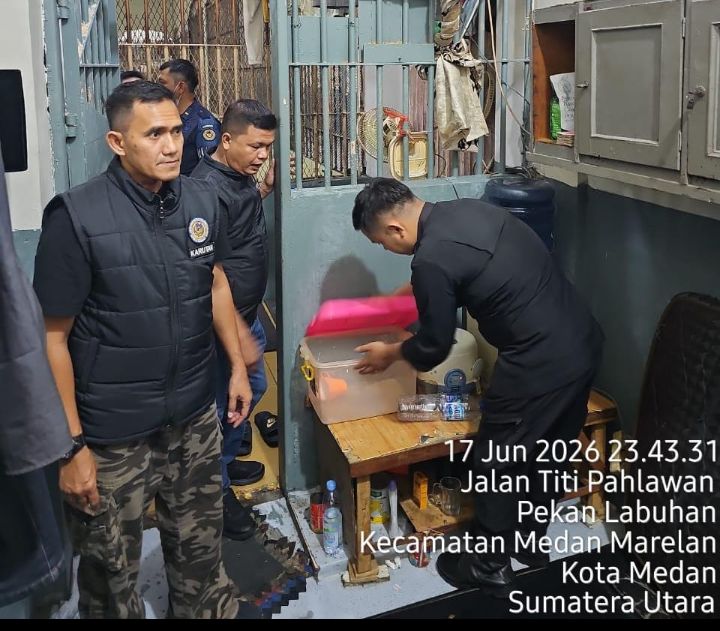Razia Insidentil di Blok Hunian Rutan Klas I Labuhan Deli, Petugas Pastikan Tak Ada Barang Terlarang