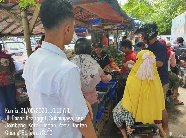 Harga Telur dan Ayam di Pasar Kranggot Cilegon Masih Stabil Usai Lebaran, Polres dan Disperindag Gelar Razia HET