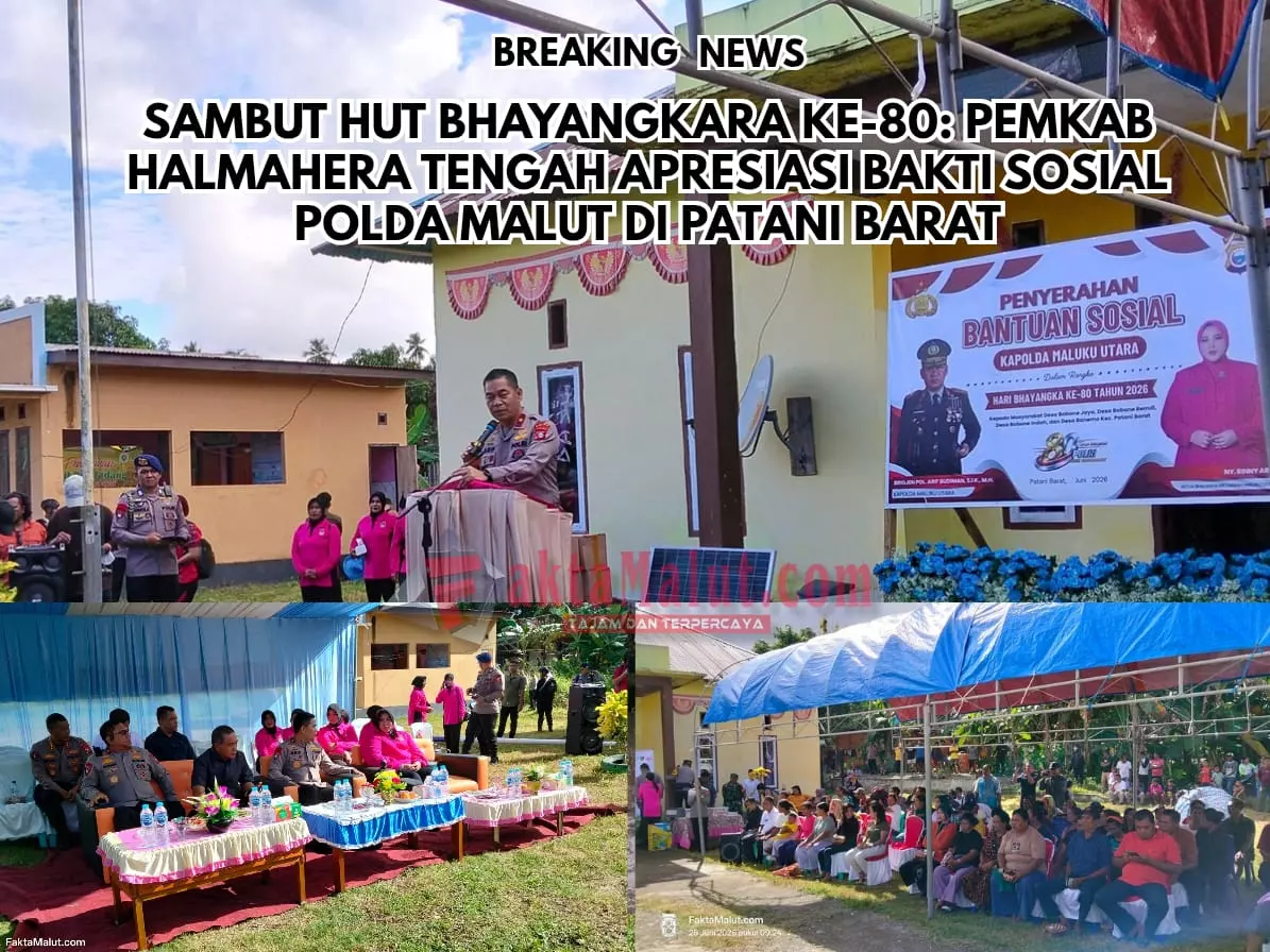 Pemkab Halmahera Tengah Apresiasi Bakti Sosial Polda Malut di Patani Barat, 500 Paket Sembako Dibagikan Sambut HUT Bhayangkara ke-80