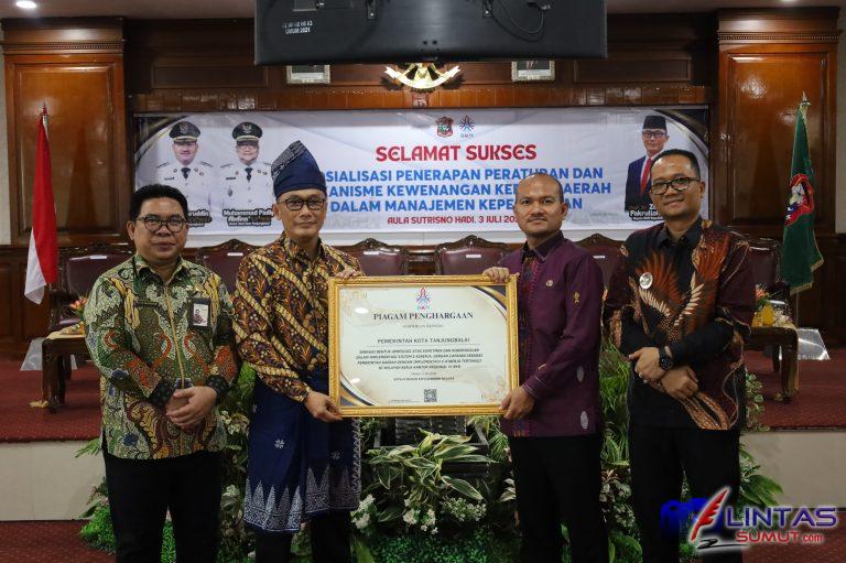 Pemko Tanjungbalai Raih Penghargaan Implementasi E-Kinerja Tertinggi dari Kepala BKN RI, Ini Inovasinya