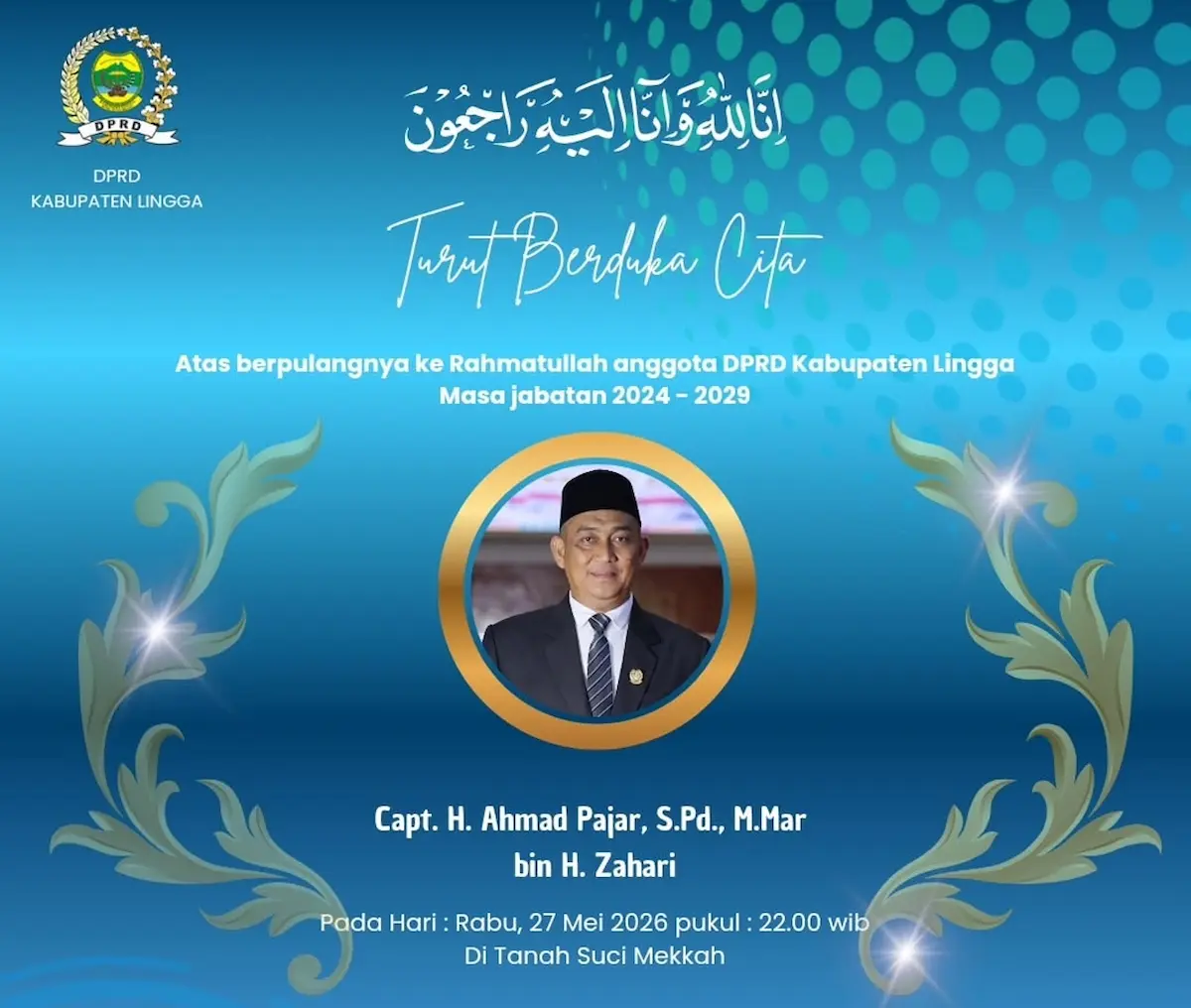 Anggota DPRD Lingga Ahmad Pajar Meninggal Dunia Saat Ibadah Haji di Makkah Usai Lempar Jumrah
