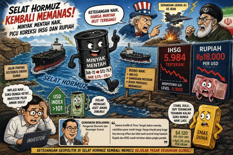 Konflik Selat Hormuz Kembali Memanas, Harga Minyak Mentah Dunia Melonjak Hingga 5 Persen, IHSG dan Rupiah Tertekan