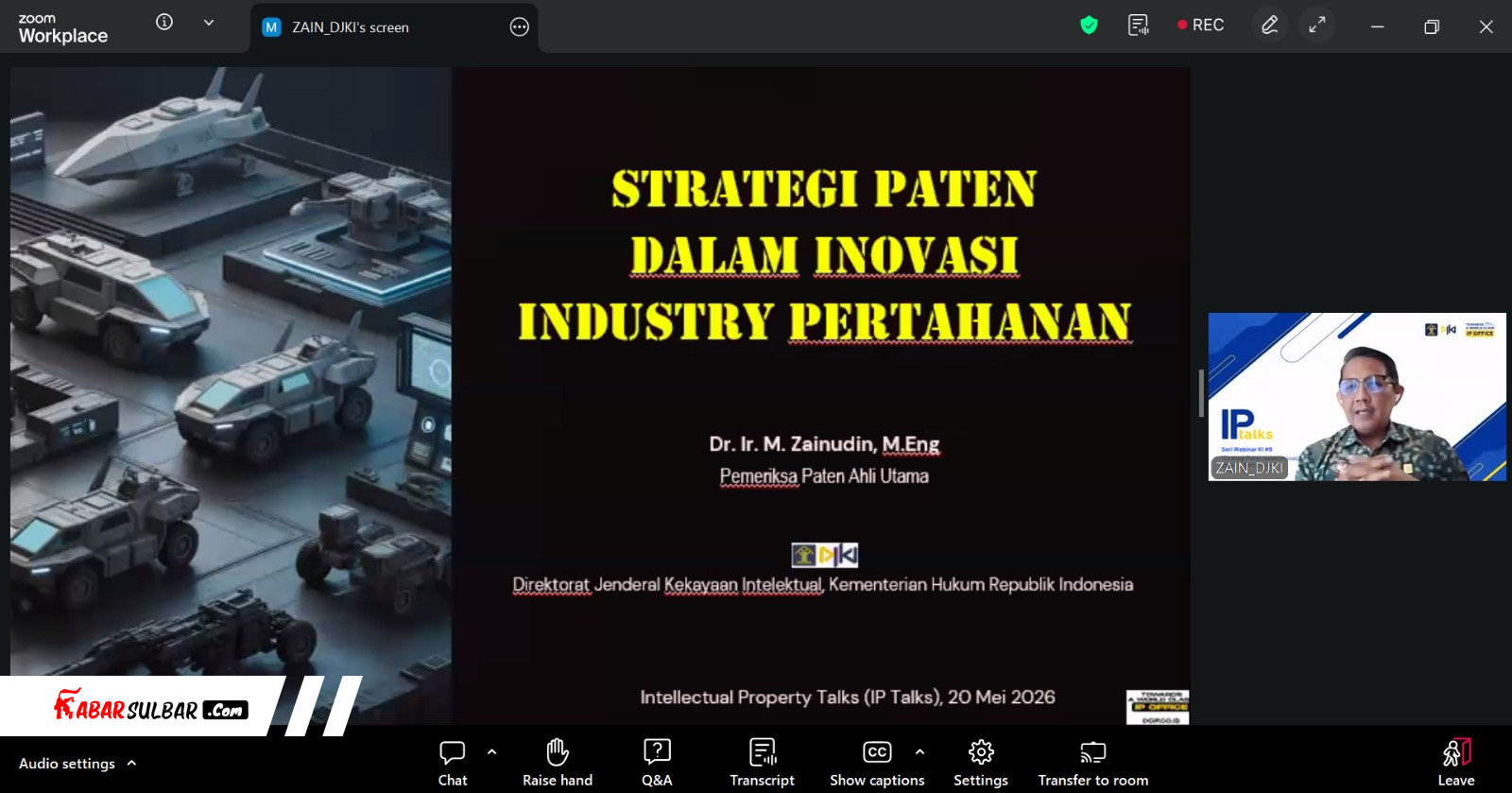 Kanwil Kemenkum Sulbar Ikuti Webinar Strategi Paten Industri Pertahanan, Dorong Inovasi Nasional