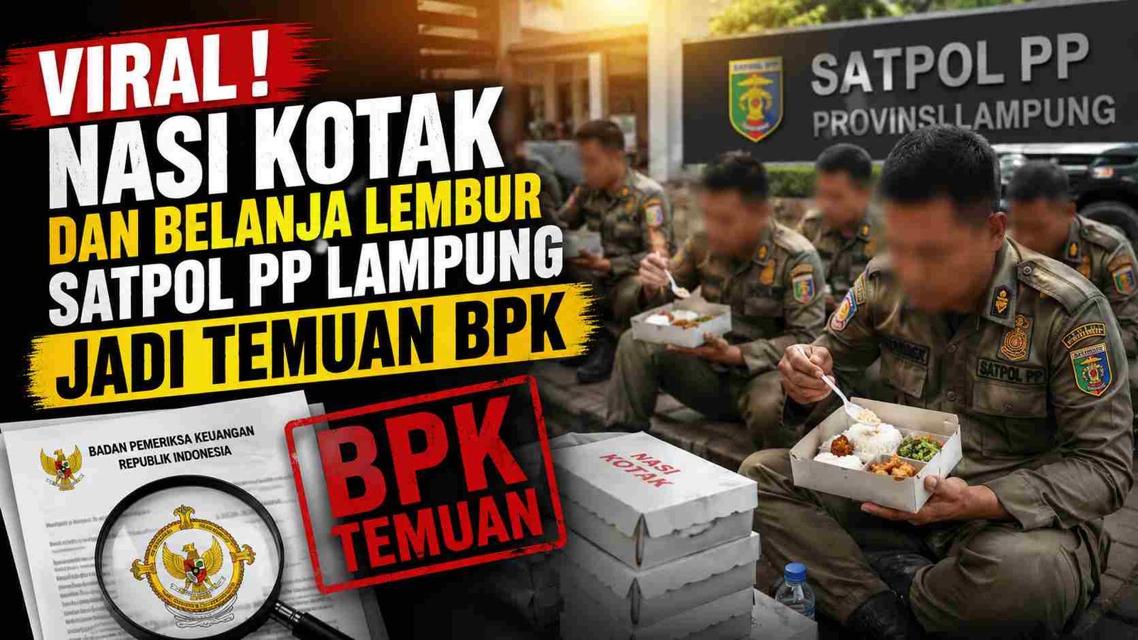 Temuan BPK soal Nasi Kotak dan Belanja Lembur Satpol PP Lampung Capai Rp 487 Juta, Kelebihan Bayar Rp 114 Juta