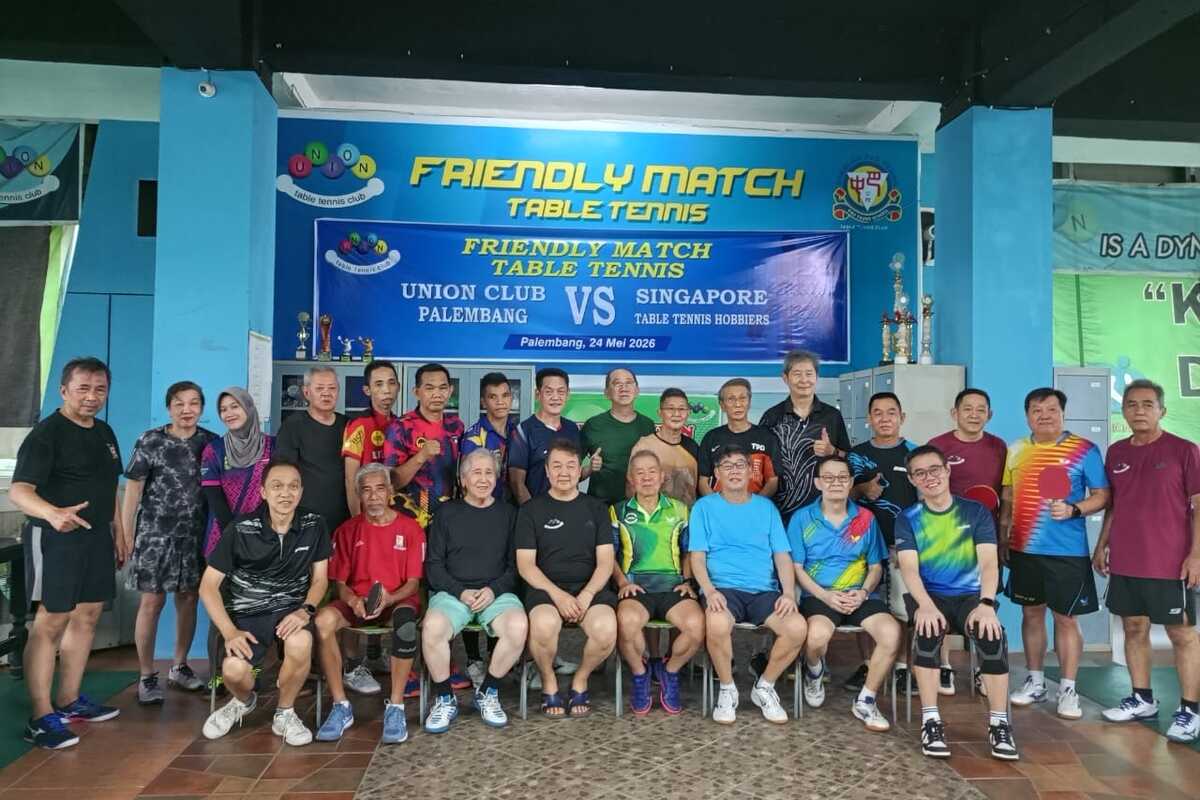 Petenis Meja Veteran Singapura Kunjungi Palembang, Gelar Pertandingan Persahabatan di PTM Union Selama Tiga Hari