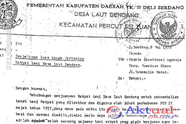 Dokumen Desa Laut Dendang 1978 Bongkar Klaim PTPN I atas Lahan 177 Hektare yang Kini Jadi Jewel Garden