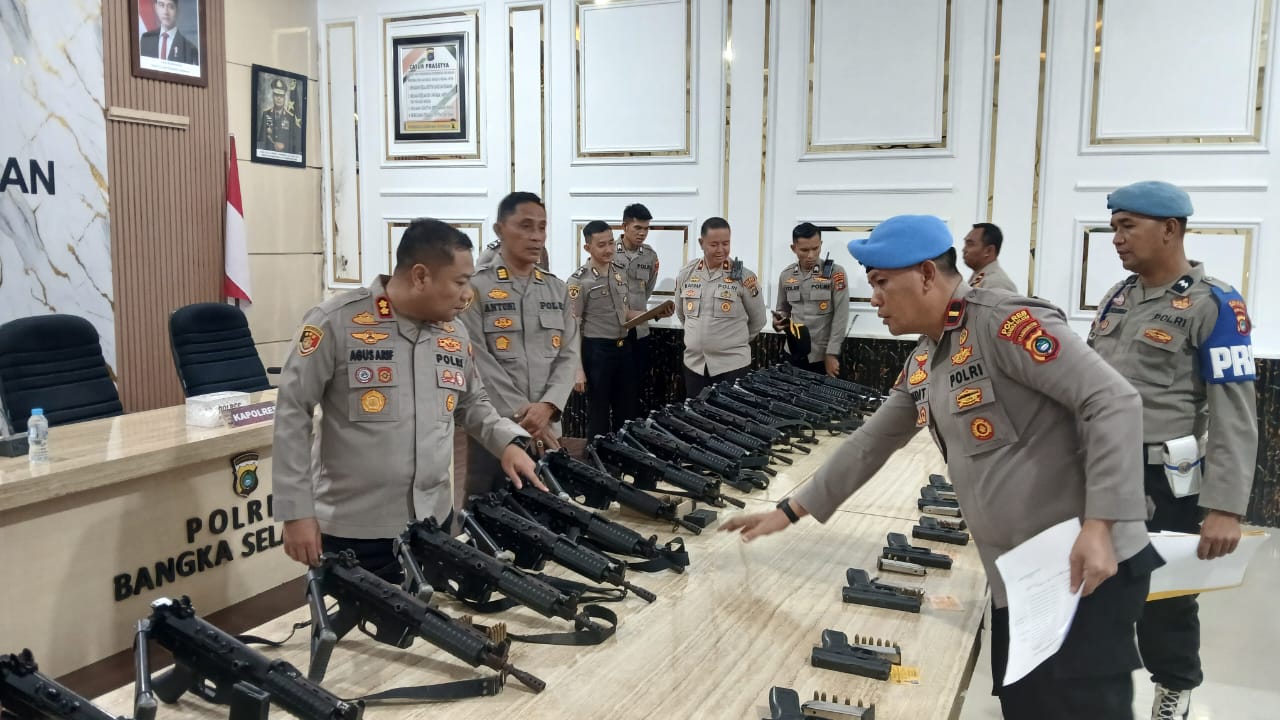 Polres Bangka Selatan Tarik 3 Senpi Dinas yang Izinnya Habis 12 Agustus, 26 Pucuk Diperiksa