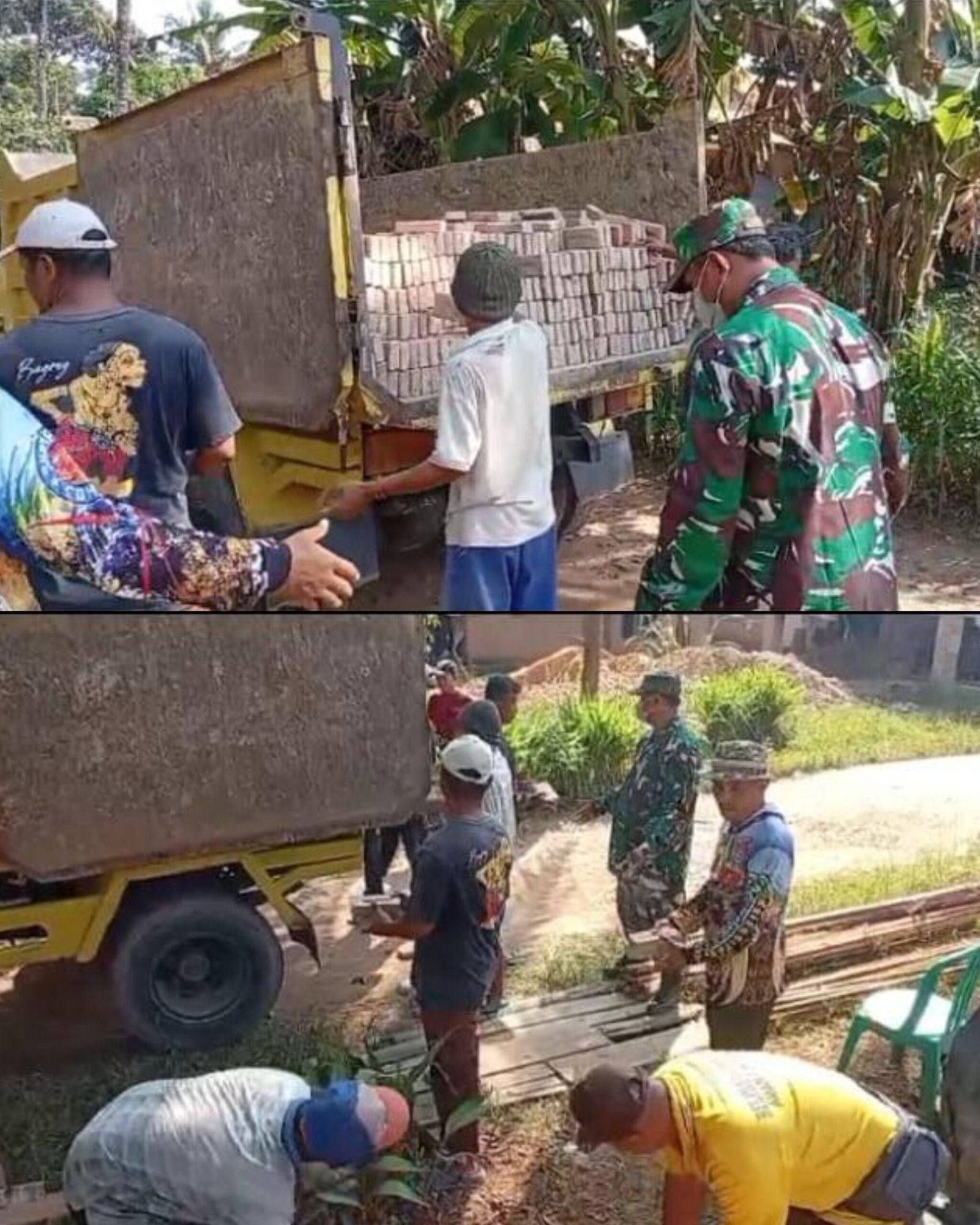 Warga Kampung Sridadi Kalirejo Gotong Royong Bedah Rumah Tak Layak Huni, Babinsa dan Kakam Ikut Turun Tangan