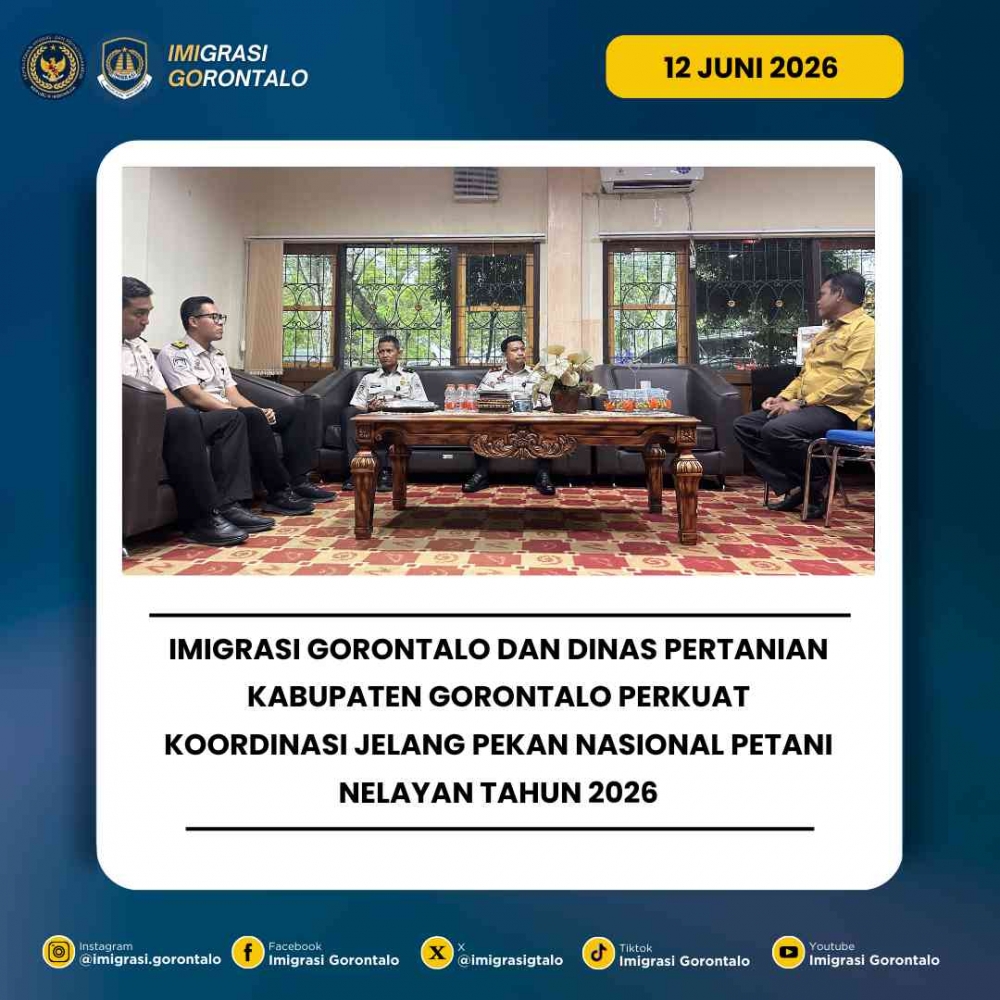 Imigrasi Gorontalo dan Dinas Pertanian Kabupaten Gorontalo Perkuat Sinergi Jelang PENAS Petani Nelayan 2026