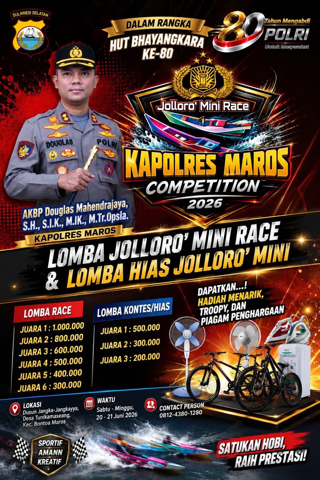 Polres Maros Gelar Balap Jolloro Mini dan Kontes Hias di Pesisir Bontoa, Siapkan Hadiah Jutaan Rupiah