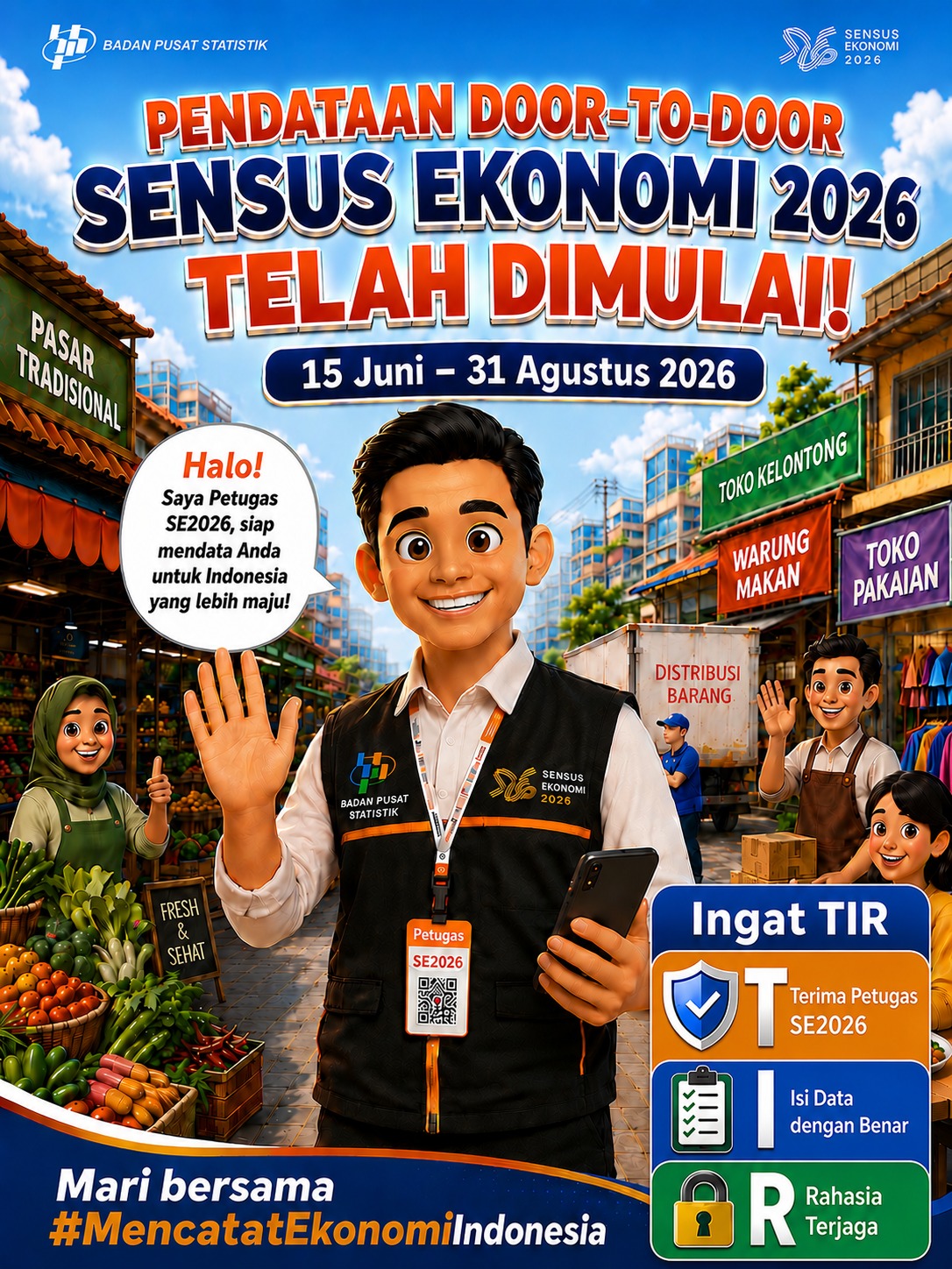 BPS Sumut Mulai Sensus Ekonomi 2026, 3.000 Petugas Door-to-Door Datai UMKM hingga Pasar Tradisional