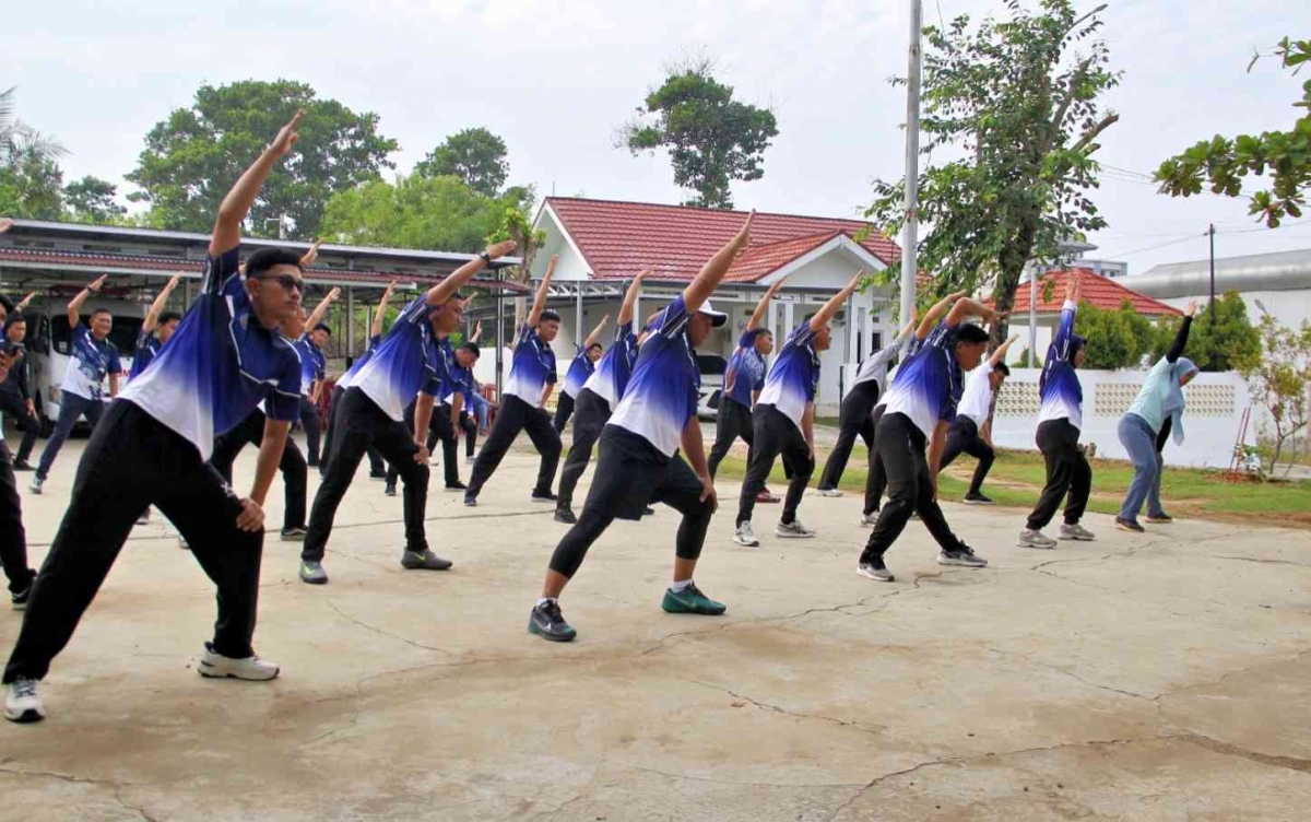 Jaga Kebugaran dan Kekompakan, Lapas Bengkulu Gelar Senam Bersama BRI Bengkulu