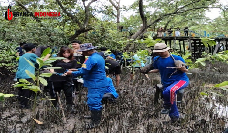 Gandeng Mahasiswa ITK, Ditpolairud Polda Kaltim Tanam Mangrove di Kawasan Konservasi Balikpapan