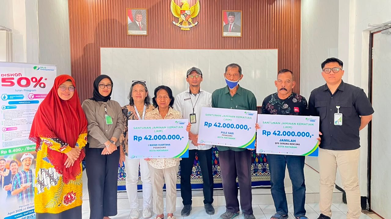 BPJS Ketenagakerjaan NTB Serahkan Santunan JKM Rp126 Juta ke Ahli Waris di Karang Baru, Termasuk Beasiswa Anak