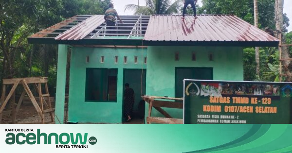 Rumah Reyot Barlian di Aceh Selatan Kini Dicat, Program RTLH TMMD Kodim 0107 Hampir Rampung