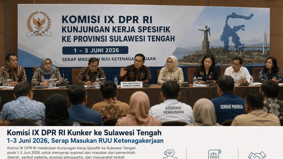Komisi IX DPR RI Kunjungi Sulawesi Tengah 1-3 Juni 2026, Serap Aspirasi Publik untuk RUU Ketenagakerjaan