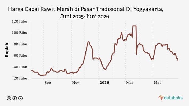 Harga Cabai Rawit Merah di Pasar Tradisional Yogyakarta Turun ke Rp51.250, Bawang Merah Justru Melonjak 11 Persen