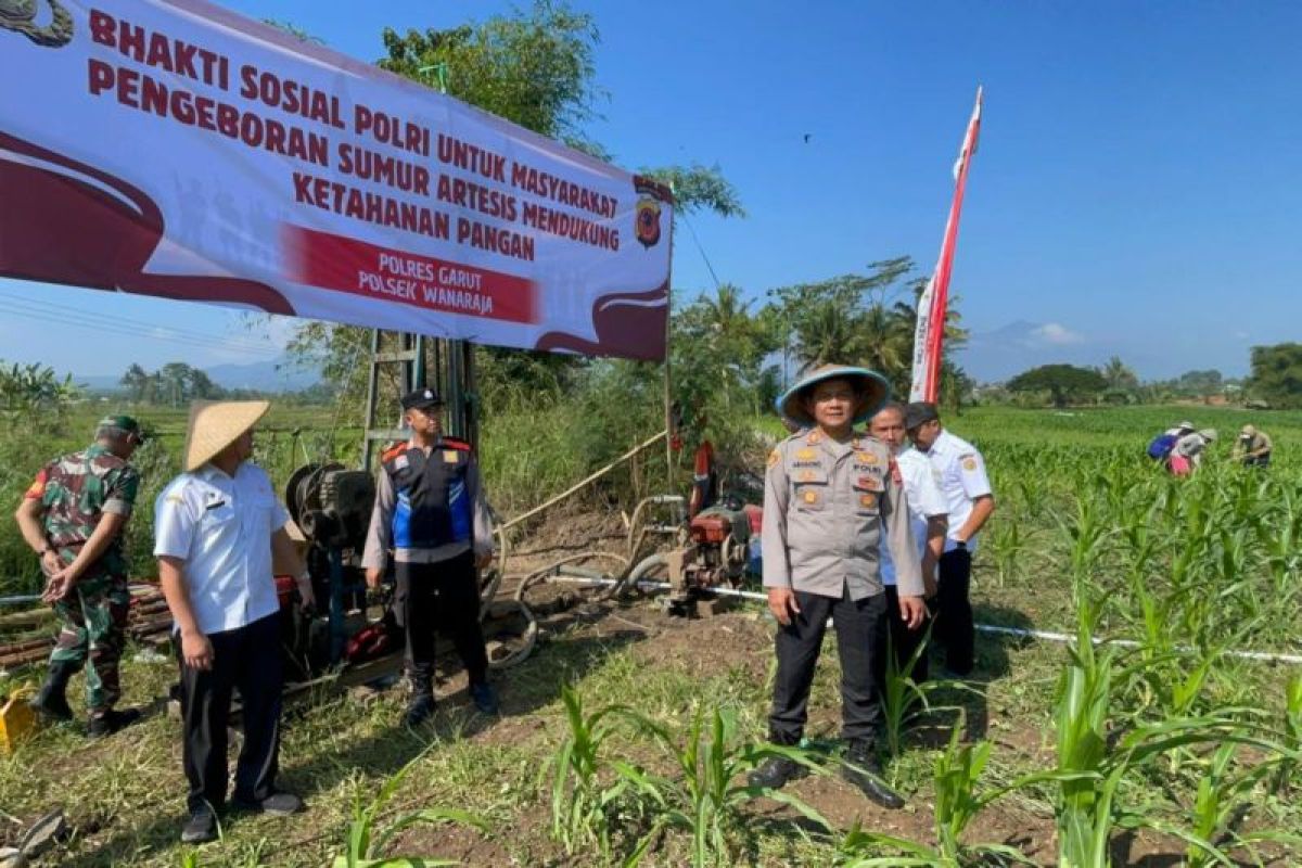 Polres Garut Bangun Sumur Artesis di Wanaraja, Antisipasi Kekeringan Lahan Jagung saat Kemarau