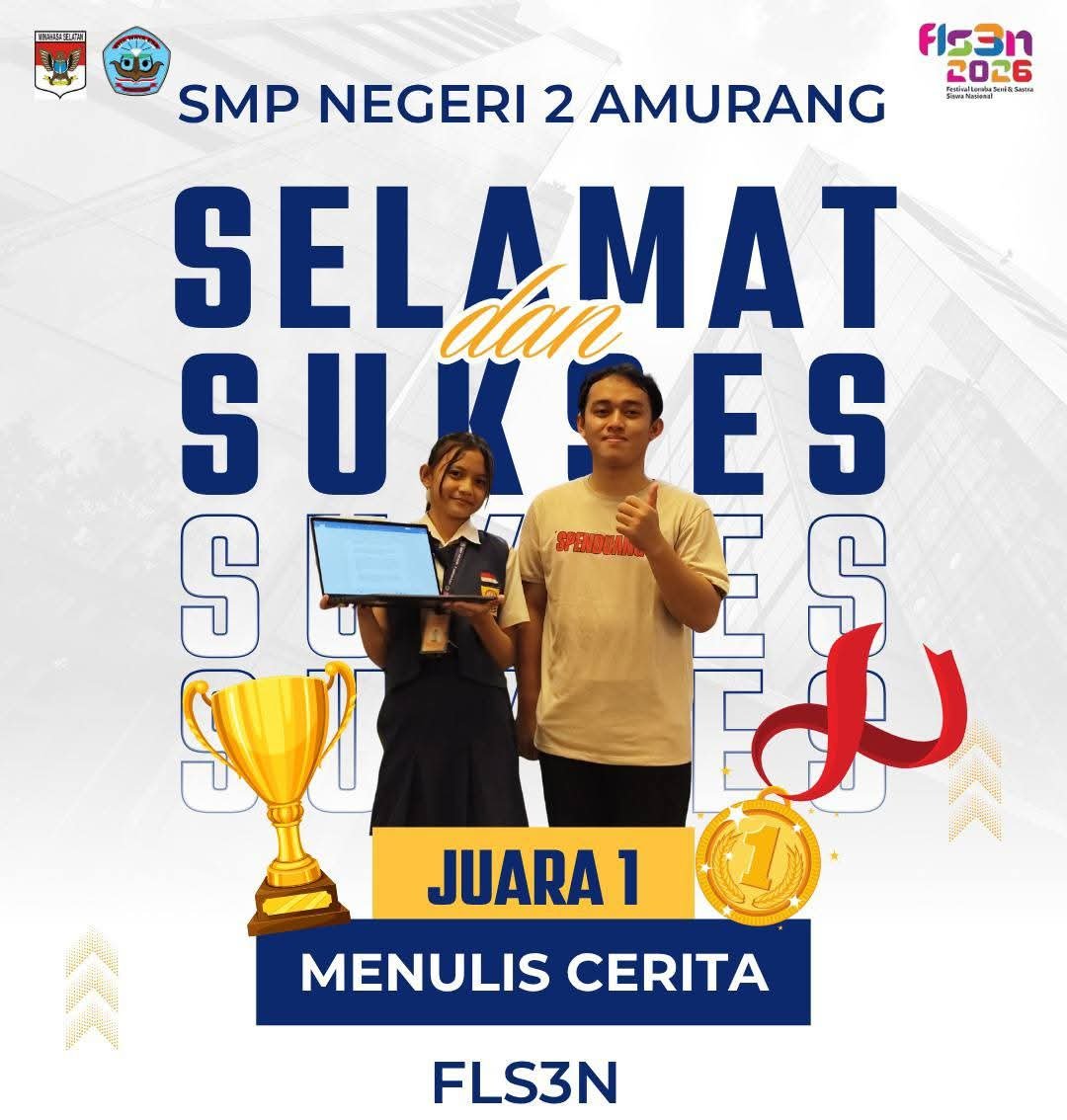 Dua Prestasi SMP Negeri 2 Amurang di FLS2N Sulut: Juara Menulis Cerita dan Musik Tradisional, Lolos ke Nasional