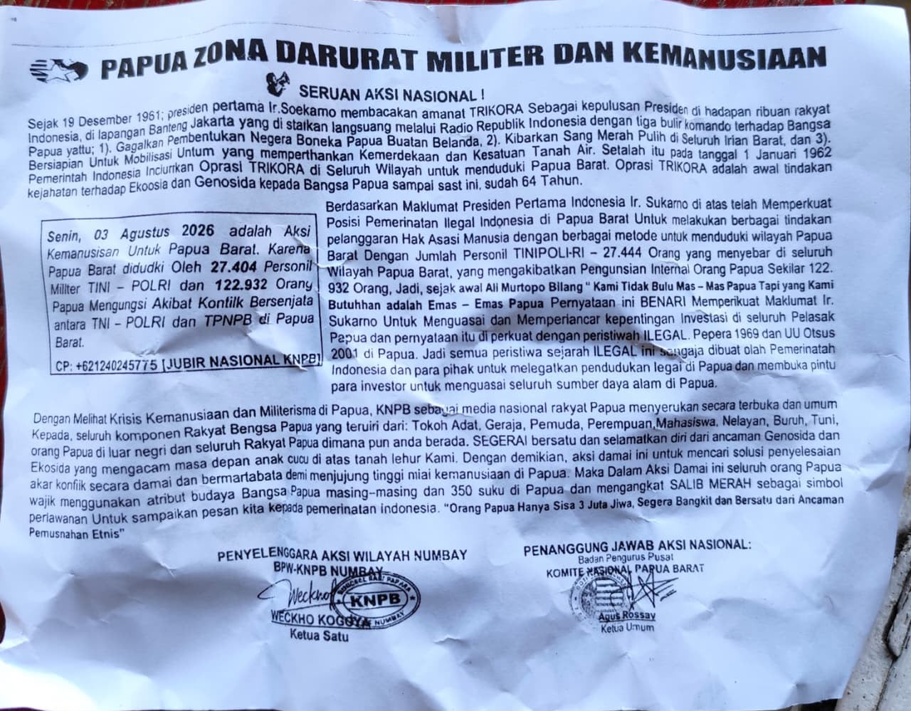 KNPB Serukan Aksi Nasional 