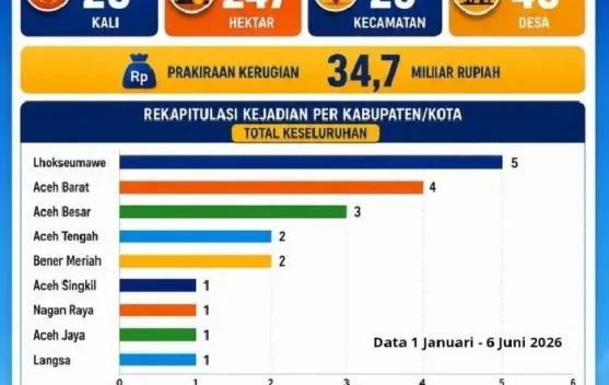 BPBA Catat 20 Karhutla di Aceh hingga Juni 2026, Lhokseumawe Paling Banyak dan Nagan Raya Terluas Terbakar