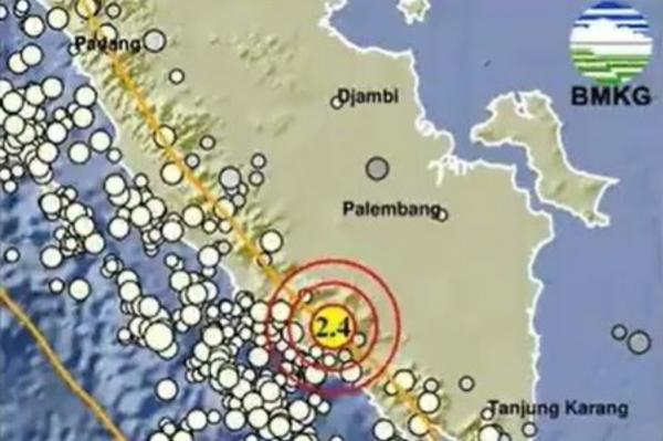 Gempa Magnitudo 2,4 Guncang Pagaralam Sumsel Selasa Pagi, Pusatnya di Darat Kedalaman 4 Km