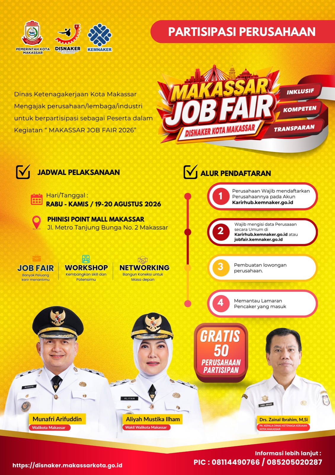 Disnaker Makassar Buka Pendaftaran Makassar Job Fair 2026, Sediakan 50 Kuota Gratis untuk Perusahaan Peserta