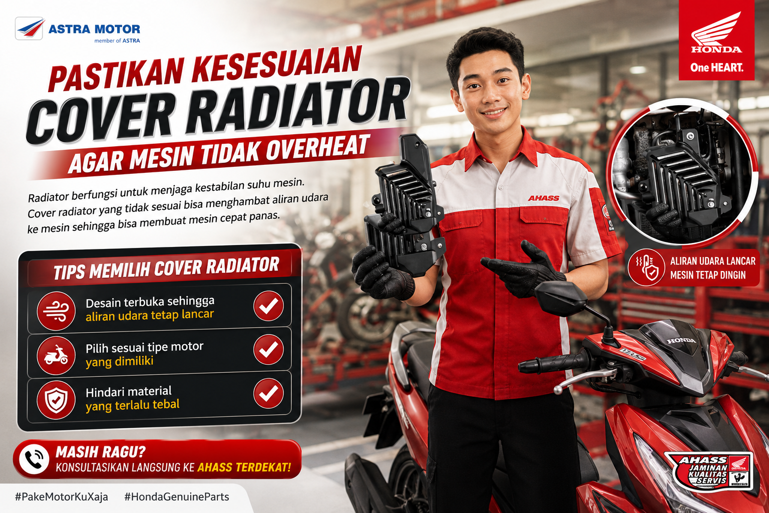 AHASS Bengkulu Keluarkan Panduan Resmi Memilih Cover Radiator, Tiga Hal Ini Wajib Diperhatikan Pemilik Motor