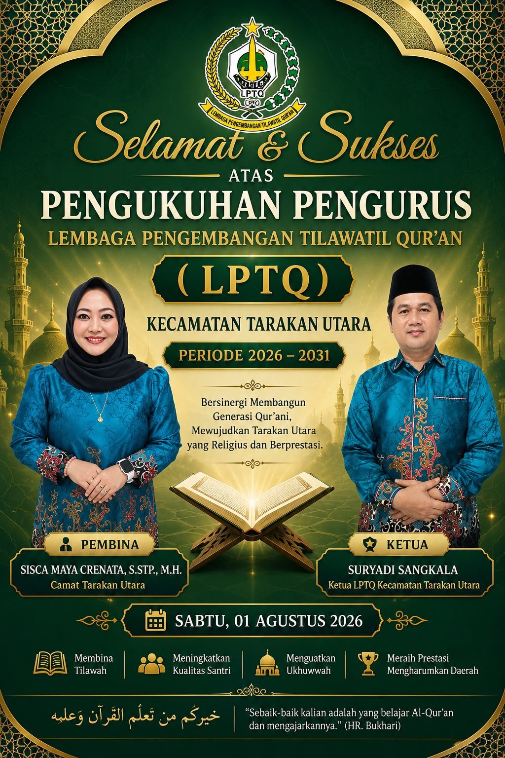 43 Pengurus LPTQ Tarakan Utara Dikukuhkan Malam Ini, Targetkan Pembinaan Al-Qur'an hingga ke Kelurahan