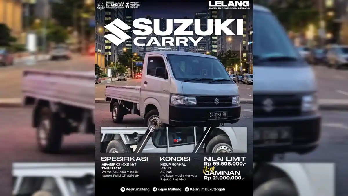 Kejari Maluku Tengah Lelang Mobil dan Motor Rampasan, Suzuki Carry Rp69 Juta hingga Honda Revo Rp2 Juta