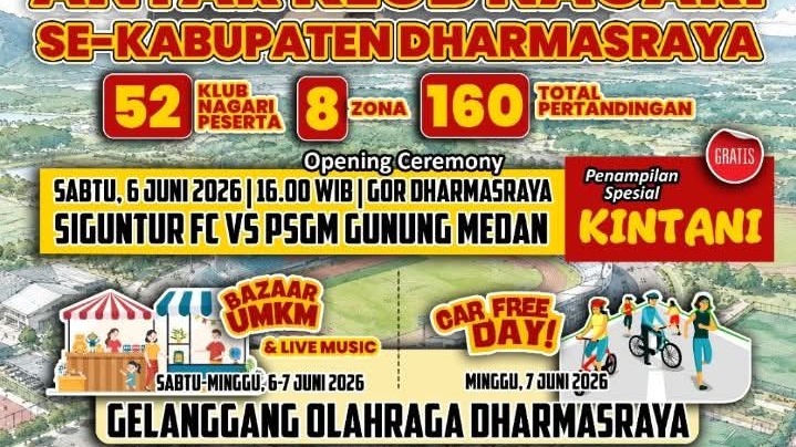 Bupati Annisa Ajak Warga Ramaikan Akhir Pekan di GOR Dharmasraya: Ada DCL 2026, Bazaar UMKM, dan CFD