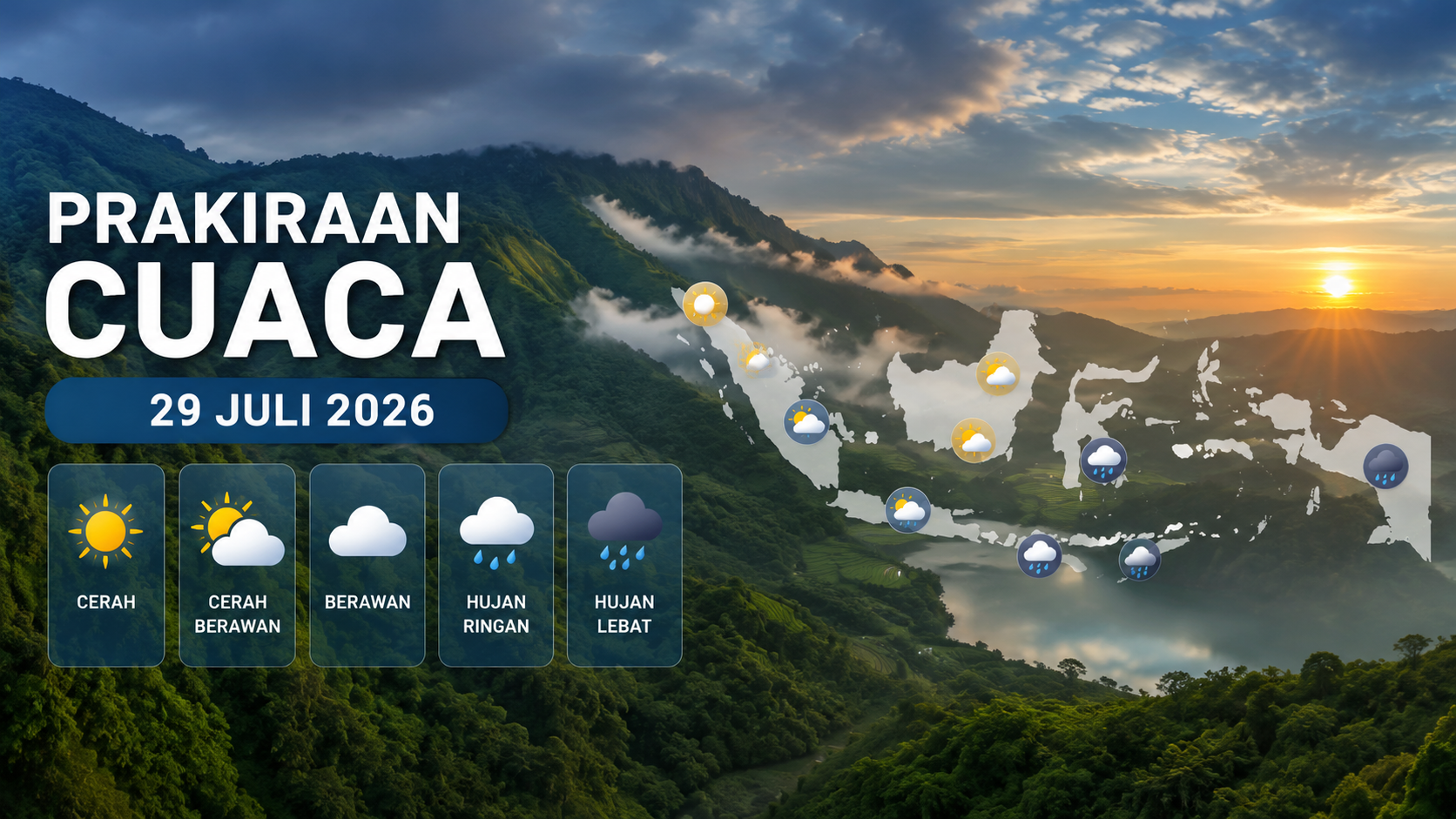 Prakiraan Cuaca Sumatera Utara Hari Ini, 29 Juli 2026: Enam Wilayah Berpotensi Hujan Ringan, Waspada Genangan di Medan dan Deli Serdang