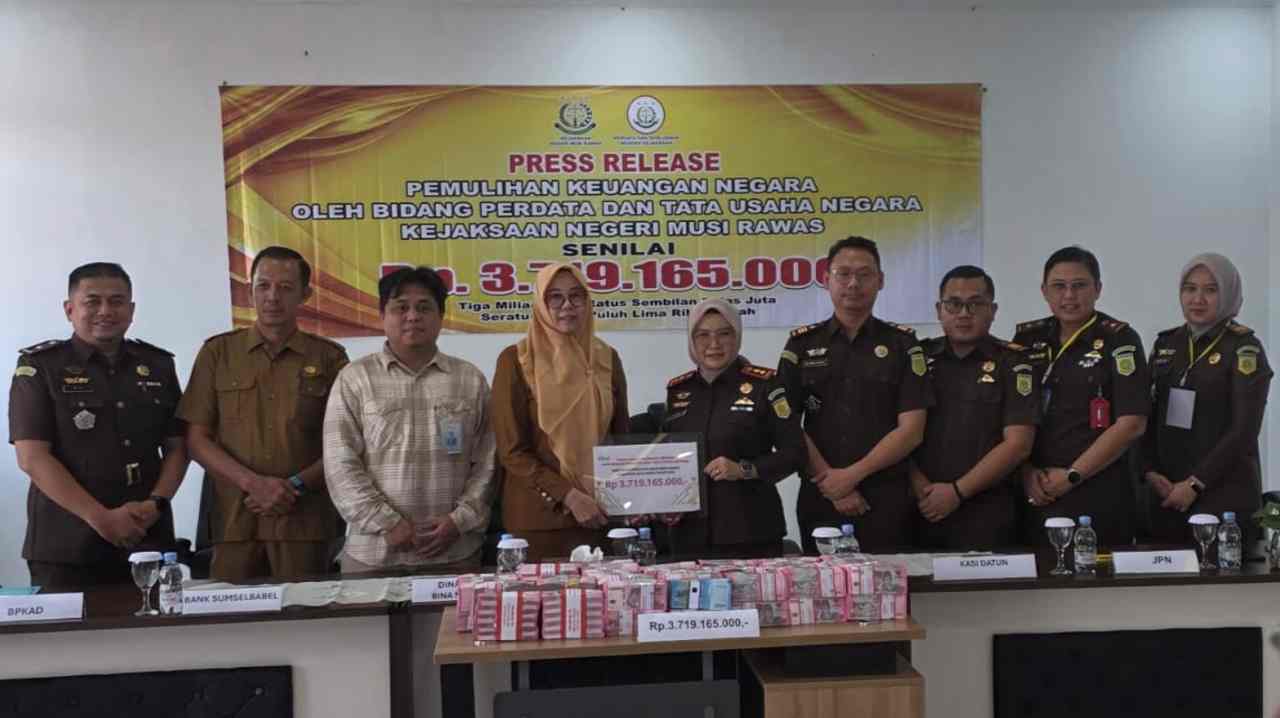 Kejari Musi Rawas Kembalikan Rp3,7 Miliar ke Kas Daerah, Hasil Tagih Tunggakan Proyek Dinas PU Bina Marga