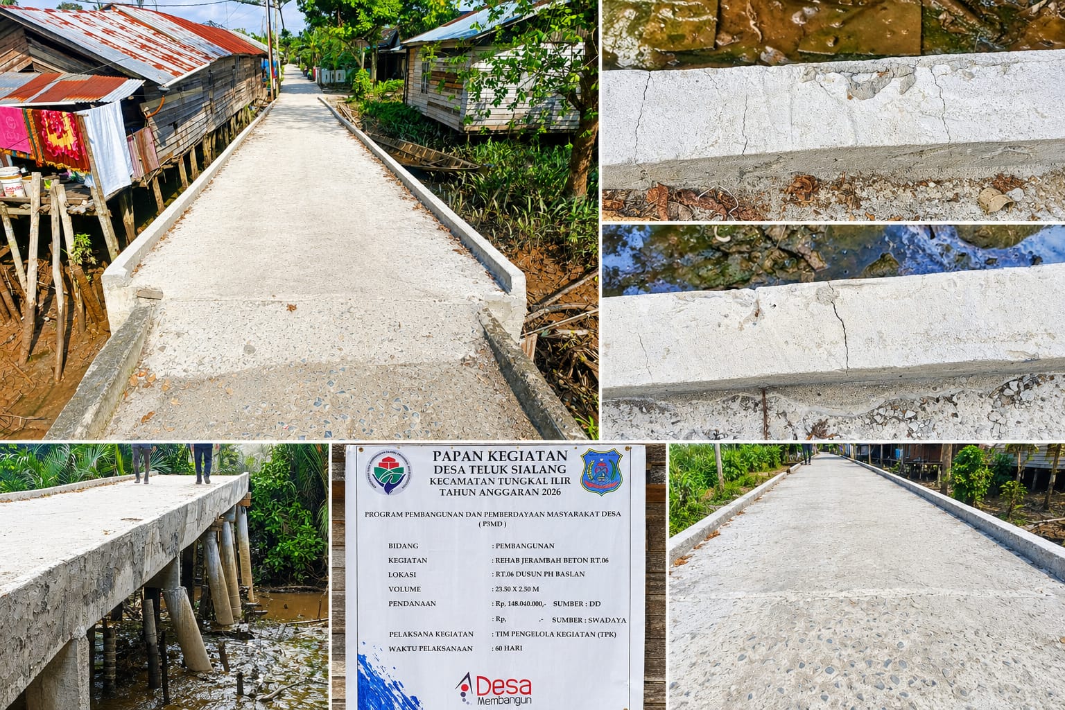Rehab Jembatan Dana Desa Rp148 Juta di Teluk Sialang, Warga Minta Transparansi Mutu Beton dan Pengawas