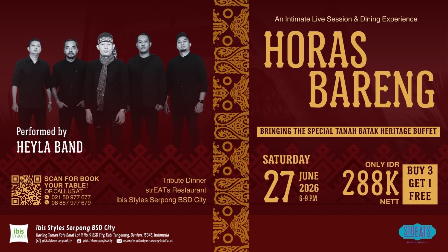 Ibis Styles Serpong BSD City Hadirkan Malam Budaya Batak Horas Bareng, Sajikan Kuliner Autentik dan Musik Khas Sumatra Utara