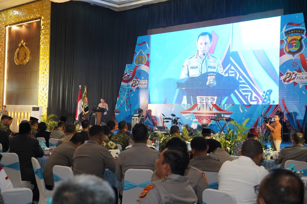 Danrem 043/Gatam Hadiri Syukuran HUT Bhayangkara ke-80 di Polda Lampung, Tegaskan Soliditas TNI-Polri