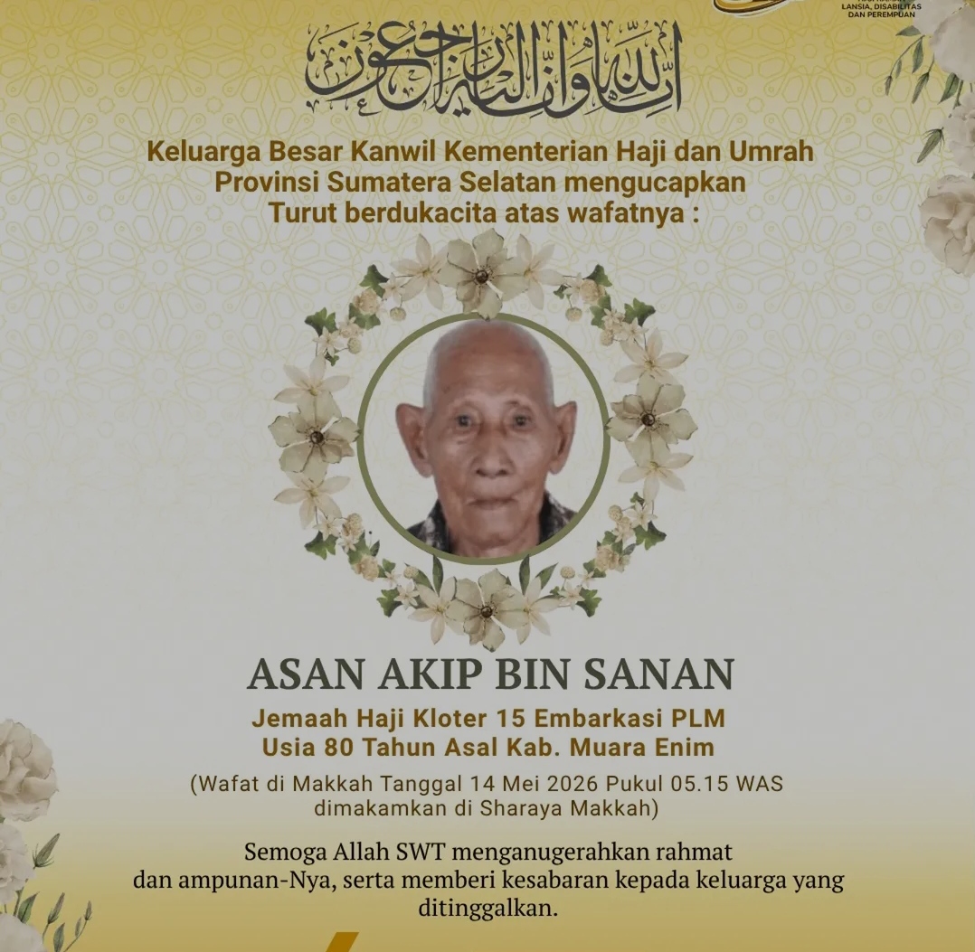Jemaah Calon Haji Asal Muara Enim Asan Akip Meninggal Dunia di Makkah, Dimakamkan di Sharaya